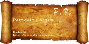 Petrovity Vitus névjegykártya